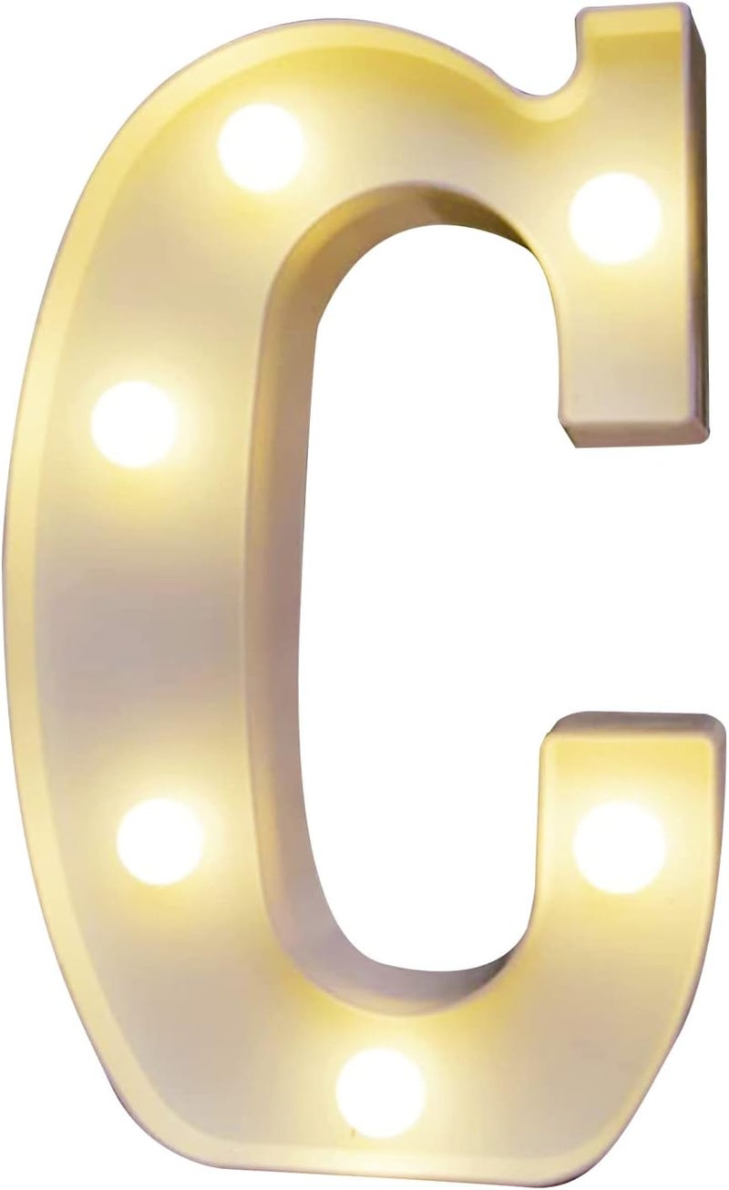 Alphabet LED Light, High Bright Romantic Warm White Light, Pure, Night Lamp, for Birthday Christmas Wedding Home Party bar Decoration (C) - Image 1