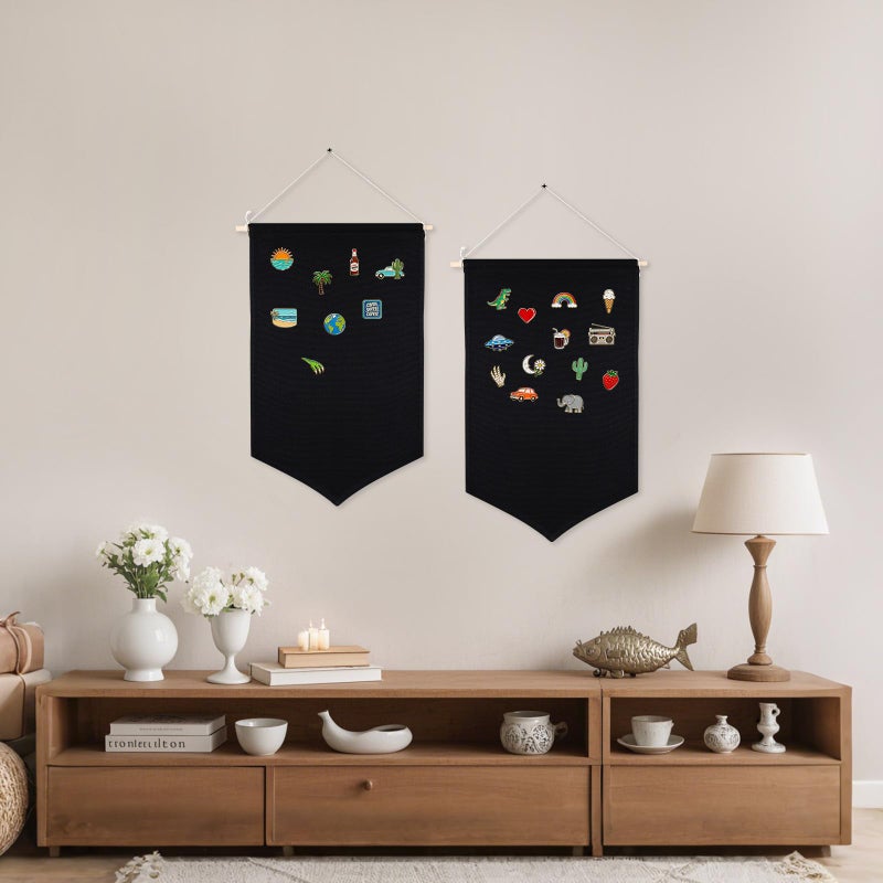 OKBA 3 PCS Canvas Banners Wall Hanging Brooch Jewelry Storage Case Stand Enamel Pin Display, Sublimation blank Banner,Holder Earrings Necklace Pin Collection Organizer - Image 3