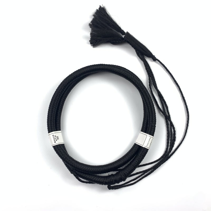 Black Plastic Headband with Tassel for Scarf, Adjustable for Adults and Kids, Sizes 46-60cm - Image 1