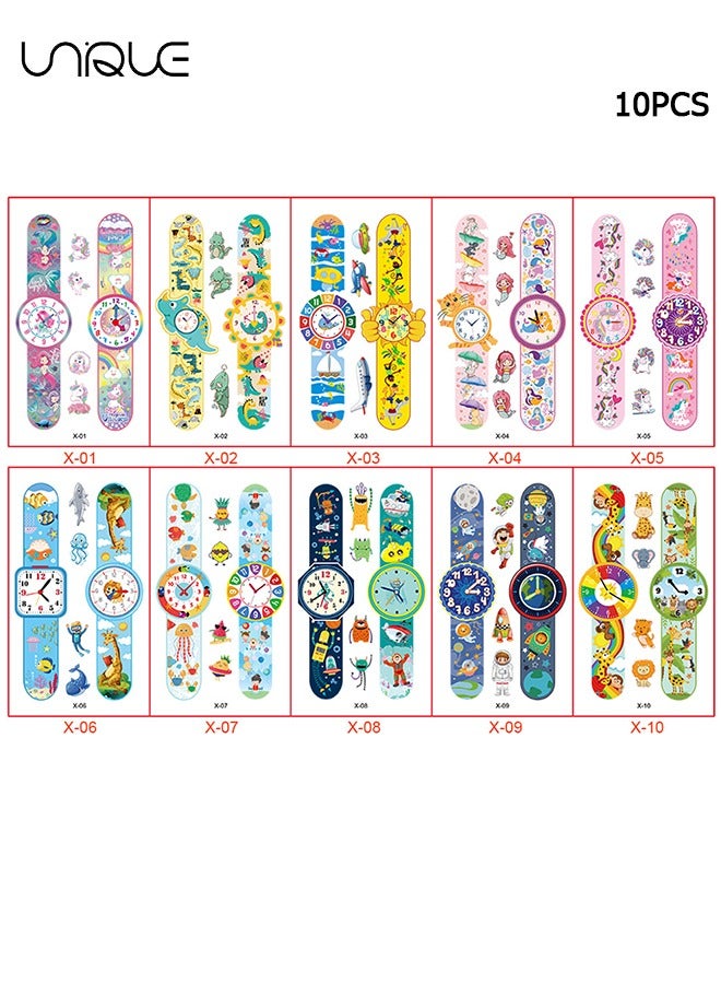 Unique 10 Sheets Temporary Tattoos for Kids, Clock Watch Tattoos, Mixed Styles Waterproof Luminous Fake Tattoos Stickers - for Birthday parties Group Activities toy patterns - Image 2