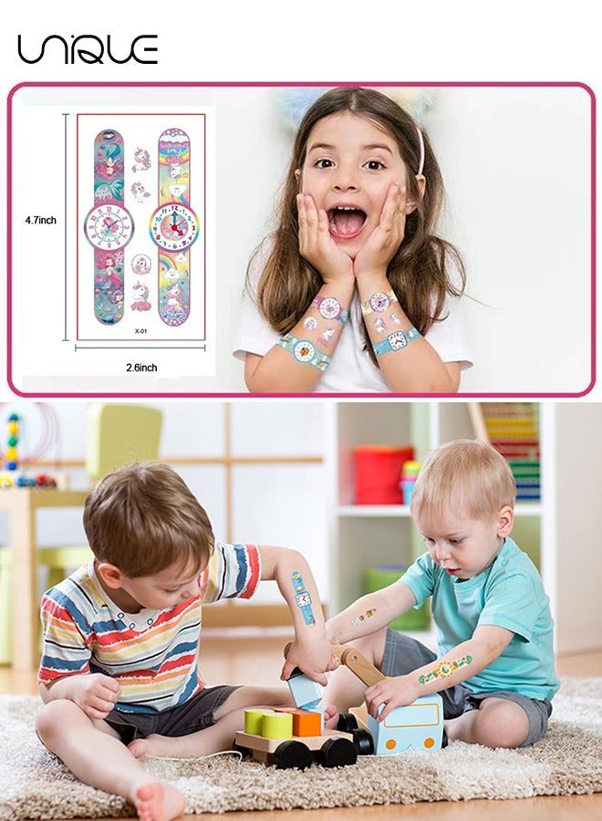 Unique 10 Sheets Temporary Tattoos for Kids, Clock Watch Tattoos, Mixed Styles Waterproof Luminous Fake Tattoos Stickers - for Birthday parties Group Activities toy patterns - Image 3