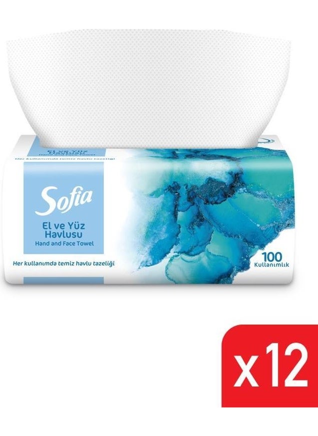 Sofia Hand and Face Towels 12 Packs of 100  - Image 1