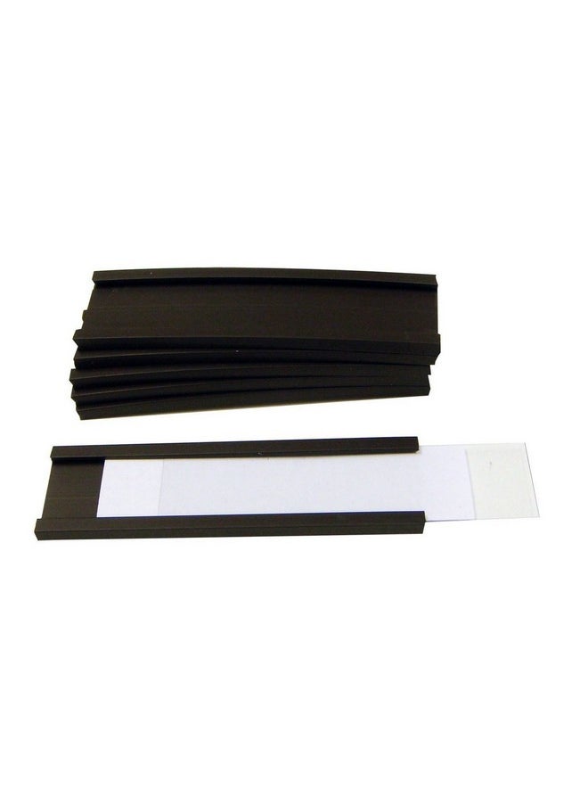 MasterVision Magnetic Data Card Holders With Inserts 3/4 X 23/4 Inches Black Holders And White Inserts Pack Of 10 Holders 