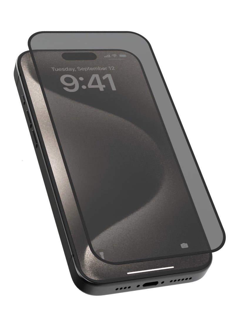 ليفيلو واقي شاشة ثلاثي الأبعاد للخصوصية لهاتف iPhone 16 Pro مع طبقة نهائية فائقة النعومة والاستجابة / غراء الراتينج / زجاج ألومنيوم عالي السيليكون - الخصوصية - Image 1