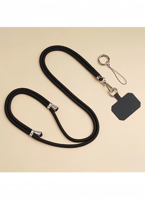 Universal Phone Lanyard with Adjustable Nylon Crossbody Strap for Most Smartphones（Black）