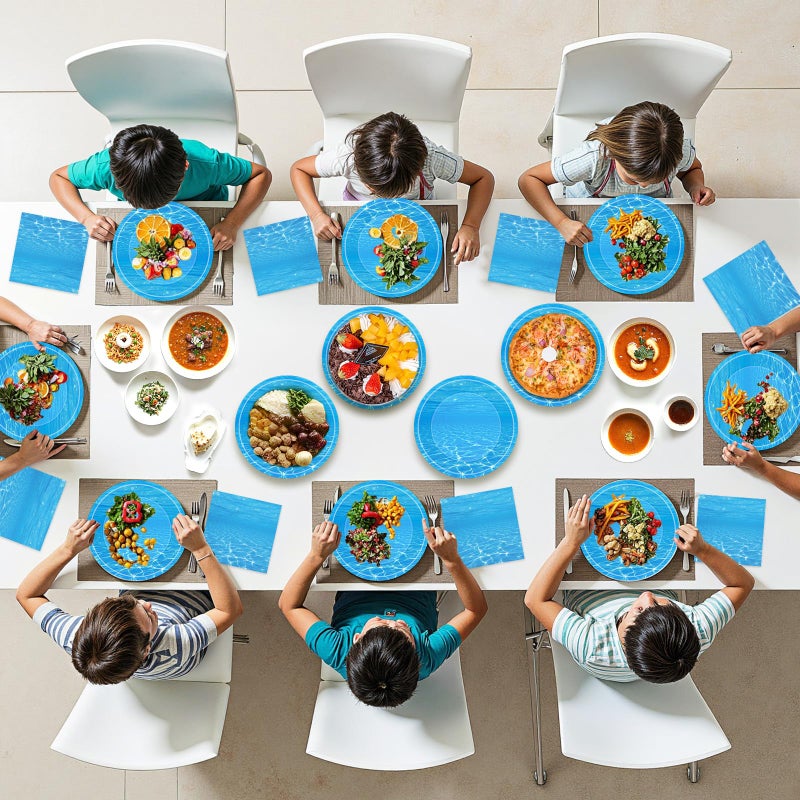 Litmitfu 40 Pcs Ocean Plates and Napkins Sets - Under The Sea Party Supplies Tableware, Blue Disposable Paper Plates and Napkins Kit for Summer Ocean Themed Party Decorations Birthday Table Decor, Serves 20 - Image 5