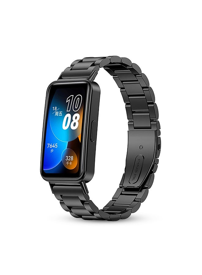 O Ozone سوار ساعة معدني لساعة هواوي باند 8 | هواوي باند 9، سوار بديل للساعة الذكية قابل للتعديل من الفولاذ المقاوم للصدأ مكون من 3 حبات للرجال والنساء - أسود - Image 1