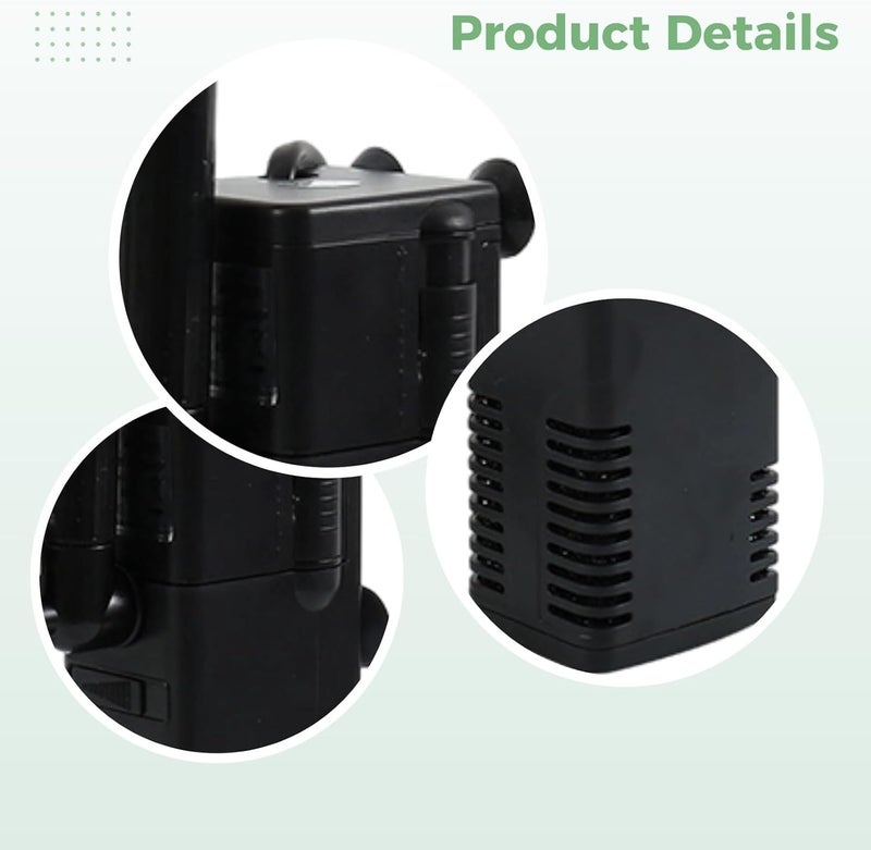 مرشح حوض الأسماك الغواص Ap-1000L، تصميم 3 في 1 مع تدفق قابل للتعديل وكربون منشط لأحواض السلاحف. - Image 3