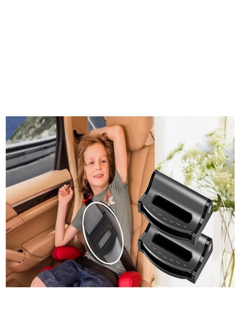 Universal Car Seat Belts Clips, Safety Adjustable Auto Stopper Buckle Plastic Universal Auto Shoulder Neck Strap Positioner Clips (Black) 2Pcs