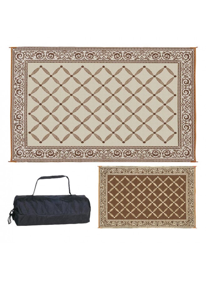 Stylish Camping 116097 6-feet by 9-feet Reversible Mat, Plastic Straw Rug, Large Floor Mat for Outdoors, RV, Patio, Backyard, Picnic, Beach, Camping (Brown/Beige) - Image 1