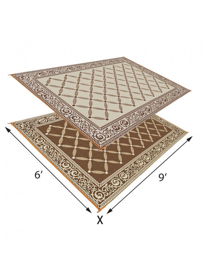 Stylish Camping 116097 6-feet by 9-feet Reversible Mat, Plastic Straw Rug, Large Floor Mat for Outdoors, RV, Patio, Backyard, Picnic, Beach, Camping (Brown/Beige) - Image 2