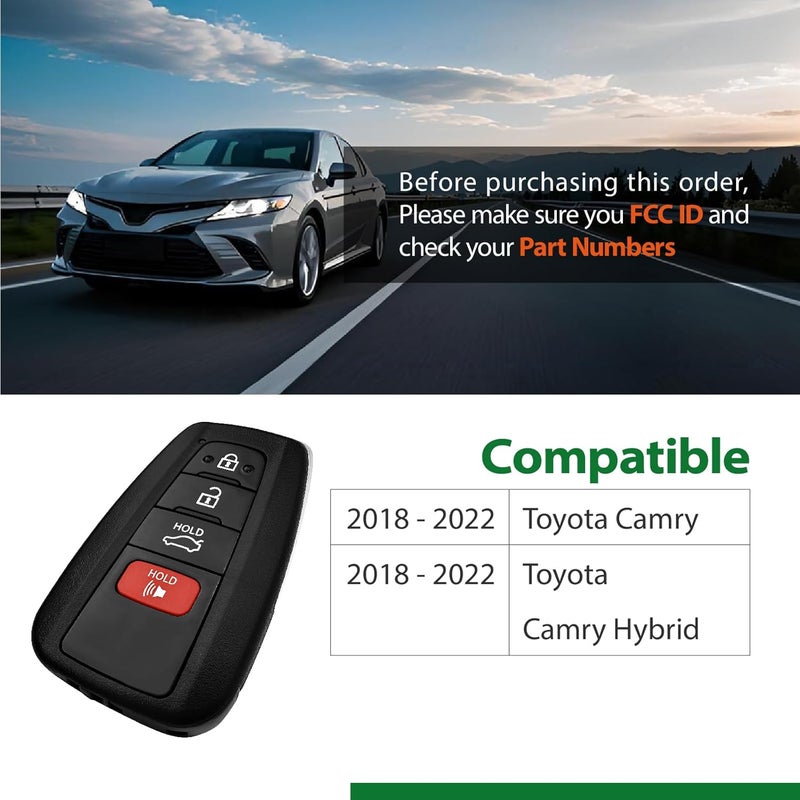 Keylessbest بديل مفتاح كيبليس بيست لسيارة تويوتا كامري هايبرد 2018-2022 - 4 أزرار، 315 ميجاهرتز - Image 5