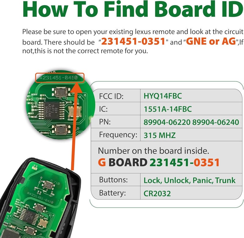 Keylessbest بديل مفتاح كيبليس بيست لسيارة تويوتا كامري هايبرد 2018-2022 - 4 أزرار، 315 ميجاهرتز - Image 2