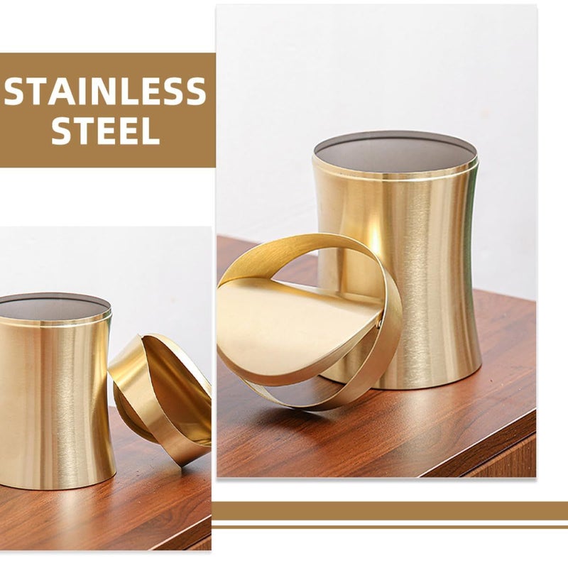 Stainless Steel Mini Trash Can With Lid Small Desktop Garbage Bin For Bathroom Office Dorm - Image 4