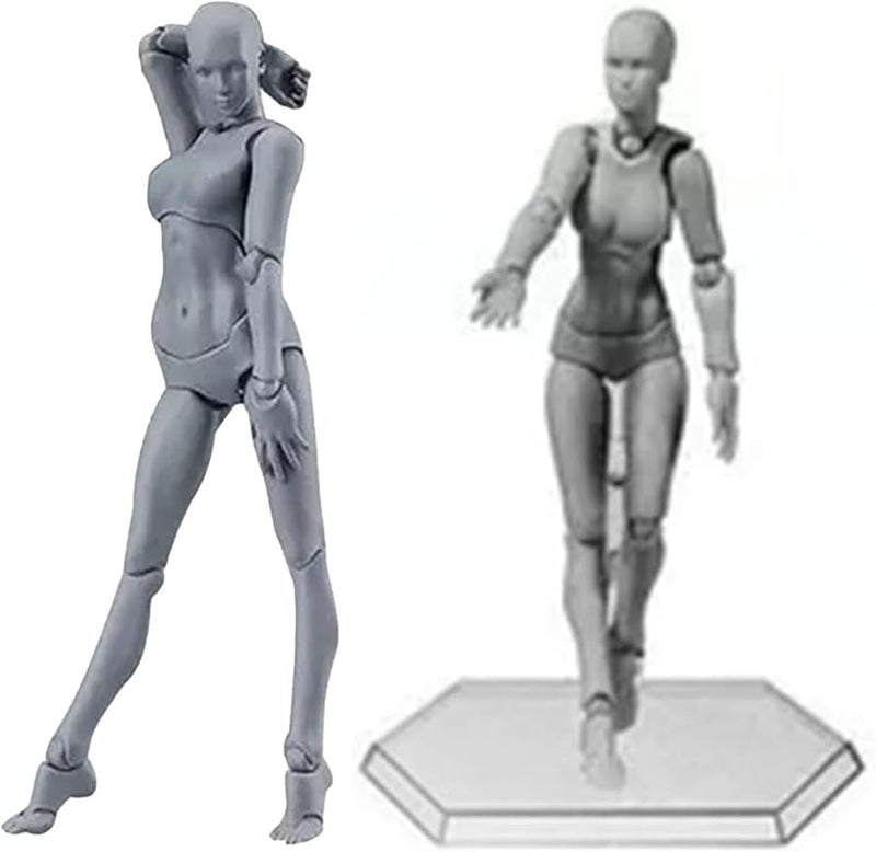 Grey Female Action Figure Body PVC 13x5cm Customizable Pose Drawing Practice Desktop Decoration Photography Prop Gift - Image 1