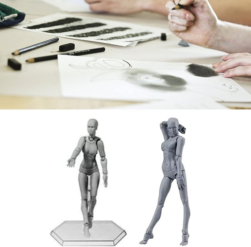 Grey Female Action Figure Body PVC 13x5cm Customizable Pose Drawing Practice Desktop Decoration Photography Prop Gift - Image 5
