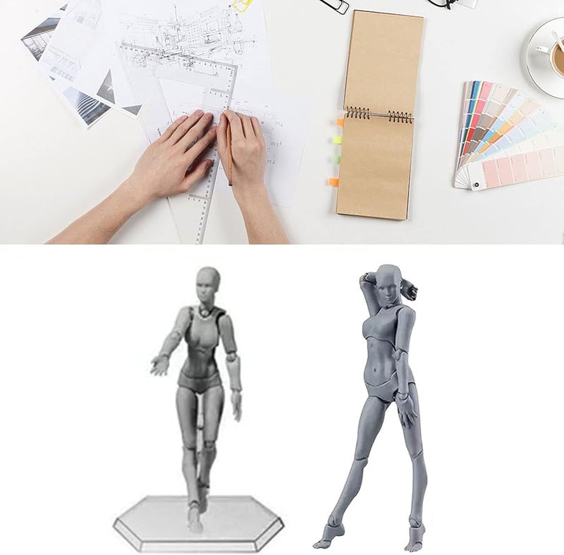 Grey Female Action Figure Body PVC 13x5cm Customizable Pose Drawing Practice Desktop Decoration Photography Prop Gift - Image 4