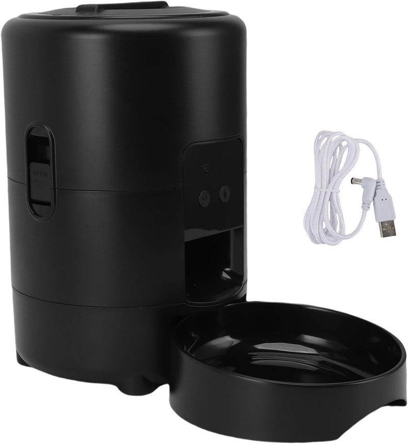 WiFi Automatic Pet Feeder, 2L Large Capacity Smart Cat Dog Food Dispenser with Timed Portioned Feeding App Control, for Home Use (Black) - Image 5