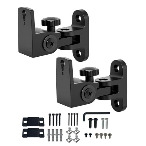 Howonder BS-218pro Universal Speaker Wall Mount for Small Speakers ,Vertical 120°, Horizontal 180°Adjustment,Hold up to 30lbs,Compatible with Bose, JBL, KEF, Klipsch, Sony & Others(2 Packs Black) - Image 1