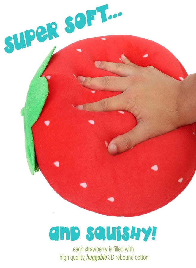 BenBen Strawberry Plush Toy, Set of 3, 12'', 7'' and 6'', Squishy Fruit Stuffed Plushies, Soft Hugging Cushion, Plush Pillow for Girls, Home Decorations, Easter Gifts - Image 3