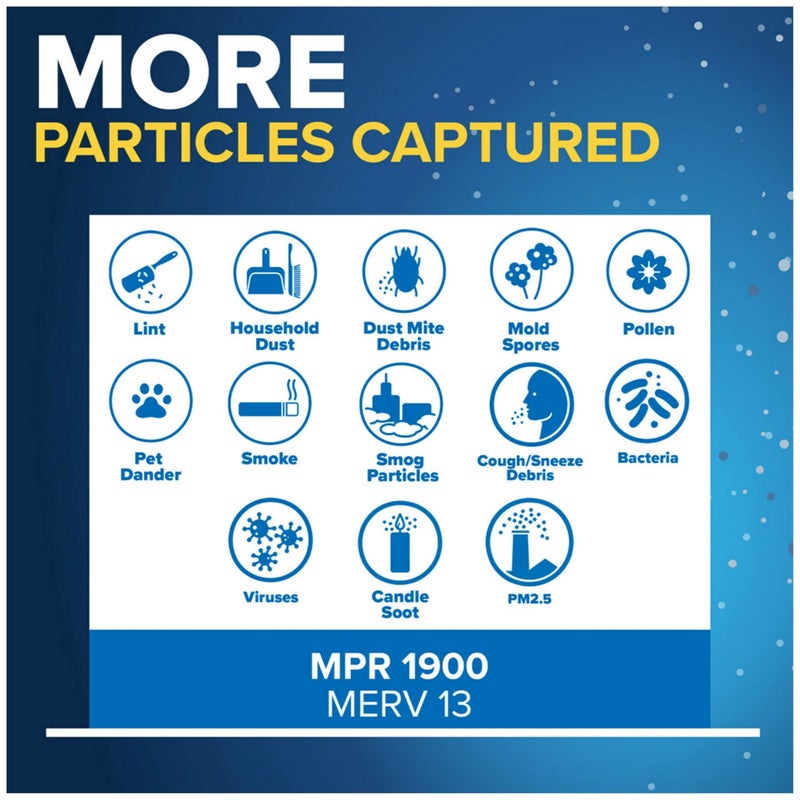 FILTRETE فلتر هواء مكيف هواء فيلتريت 20x20x1، MERV 13، MPR 1900، فلتر مسببات الحساسية والبكتيريا والفيروسات المتميز، فلتر تنظيف هواء كهربائي مطوي بسمك 1 إنش لمدة 3 أشهر، عبوة 4 (الحجم الفعلي 19.69x19.69x0.78 إنش) - Image 4