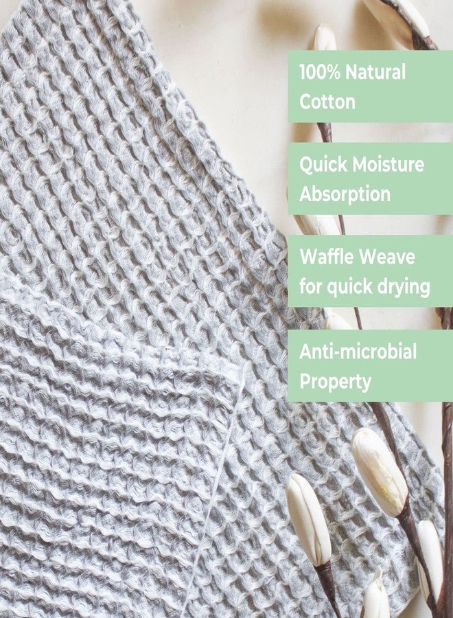 HAMELIN The Ezra Waffle Face Towel Set| Cotton Lightweight Anti Microbial & Water Absorbent | Softer Touch Quick Drying Towels | Durable & Long Lasting | Pewter Grey | 31 cm x 31 cm | Pack of 2 - Image 3