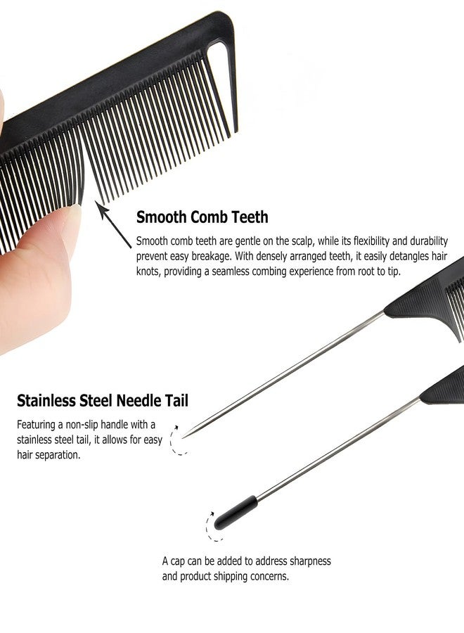 Kootinn 6PCS Fine Tooth Metal Hair Parting Detangling Combs Set for Women, Girls (Black) - Image 3