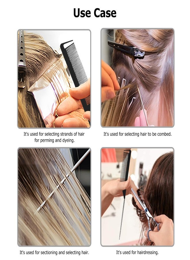 Kootinn 6PCS Fine Tooth Metal Hair Parting Detangling Combs Set for Women, Girls (Black) - Image 5