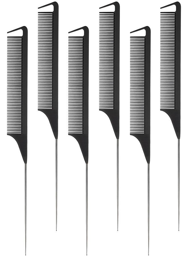 Kootinn 6PCS Fine Tooth Metal Hair Parting Detangling Combs Set for Women, Girls (Black) - Image 1