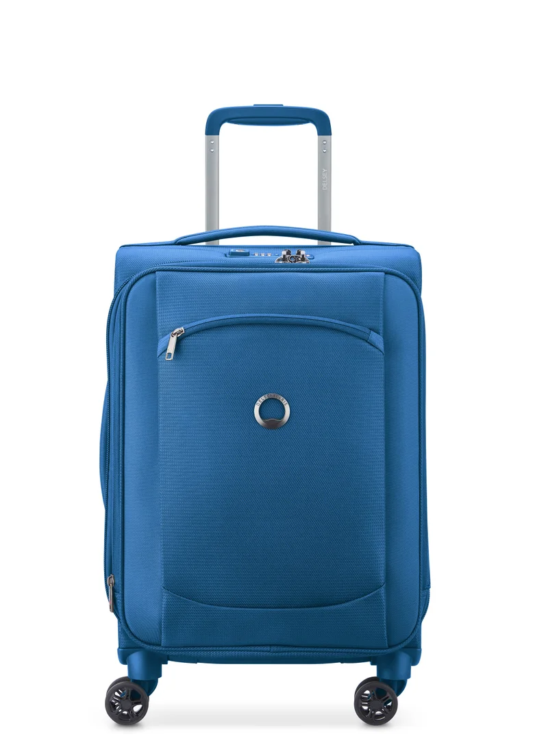 DELSEY Paris Montmartre Air 2.0 55cm Softcase 4 Double Wheel Expandable Cabin Luggage Trolley Light Blue
