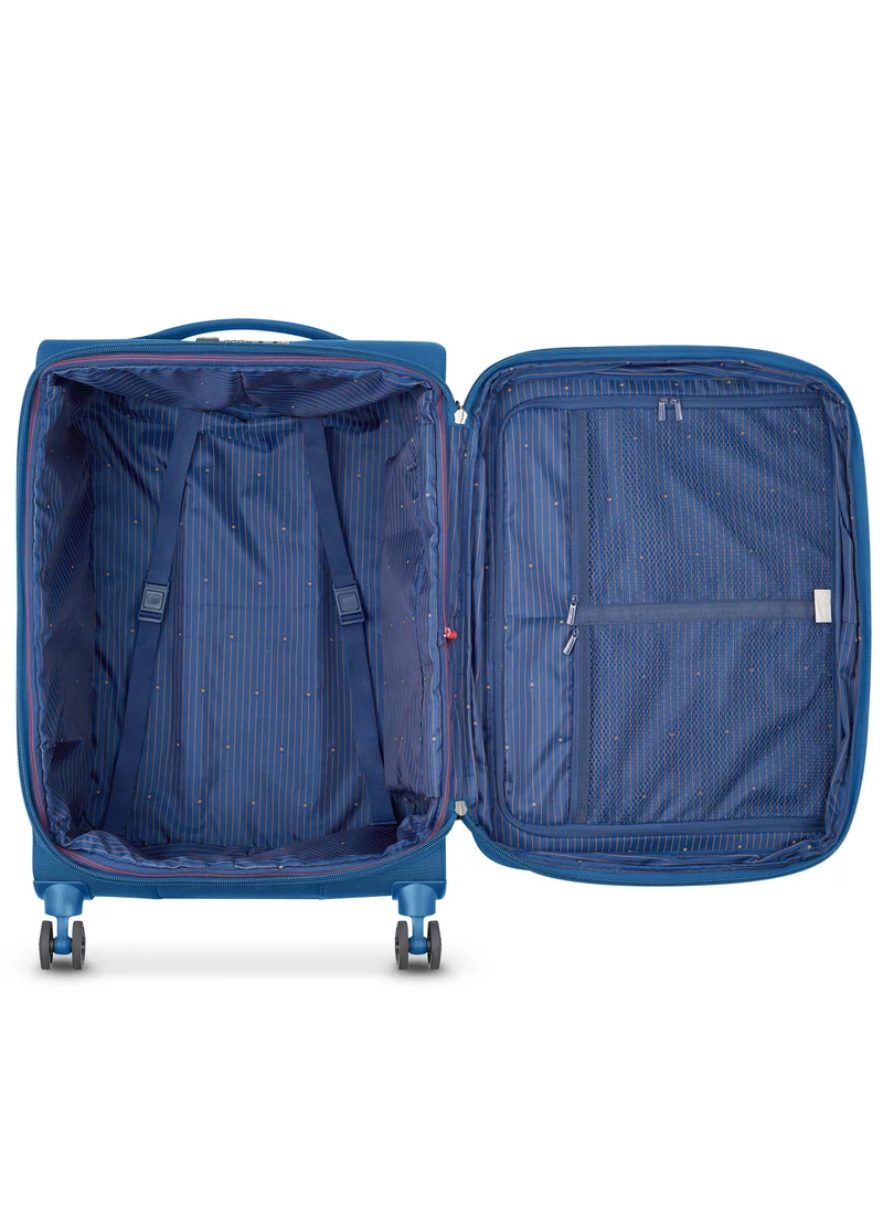 DELSEY Paris Montmartre Air 2.0 55cm Softcase 4 Double Wheel Expandable Cabin Luggage Trolley Light Blue