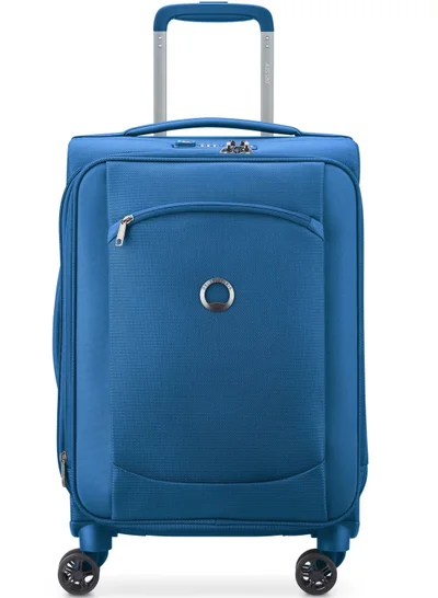 DELSEY Paris Montmartre Air 2.0 - 55 Cm Softcase 4 Double Wheel Expandable Cabin Luggage Trolley - Light Blue