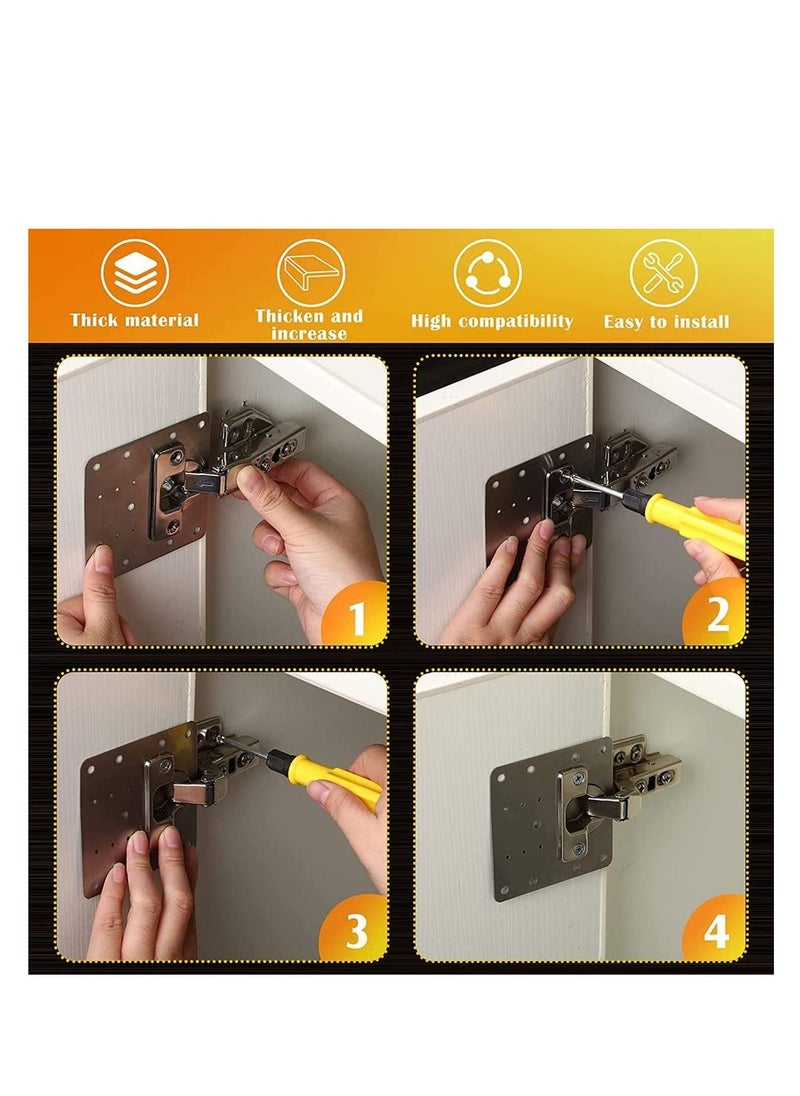 Y&D Cabinet Hinge Repair Plate Kit, 2 Pcs Side Piece Bracket door Fix Cantilever Hinge, for Protecting Wooden, Kitchen  - Image 2