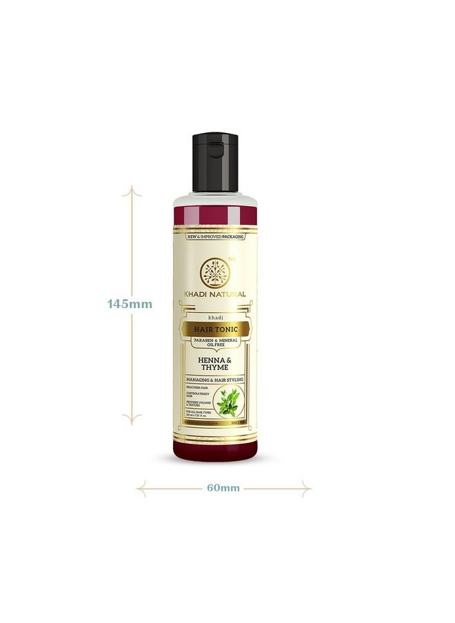 Khadi Natural - Henna Thyme Hair Tonic |For Hair Volume| Protecting Hair From Styling Damages|Paraben & Mineral Oil Free|Suitable For All Hair Types| 210Ml - Image 1
