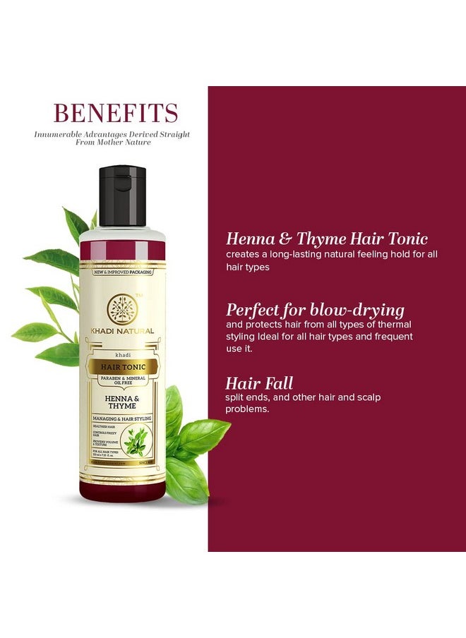 Khadi Natural - Henna Thyme Hair Tonic |For Hair Volume| Protecting Hair From Styling Damages|Paraben & Mineral Oil Free|Suitable For All Hair Types| 210Ml - Image 1