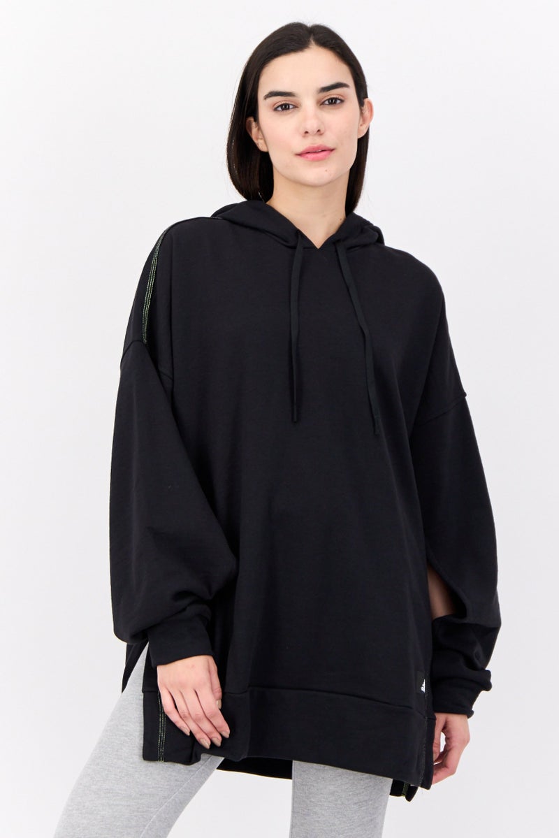 Adidas ملابس رياضية نسائية بأكمام طويلة مناسبة، خارجية، سويت شيرت، أسود - Image 1