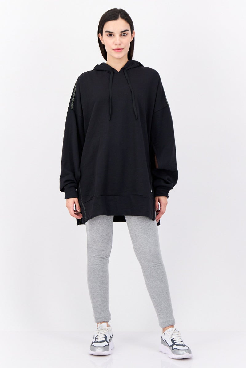 Adidas ملابس رياضية نسائية بأكمام طويلة مناسبة، خارجية، سويت شيرت، أسود - Image 4