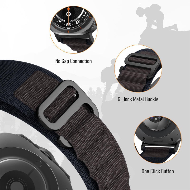 erorex For Samsung Galaxy Watch Ultra 47Mm / Ultra 2025 Black Buckle Loop Nylon Watch Band(Black) - Image 3