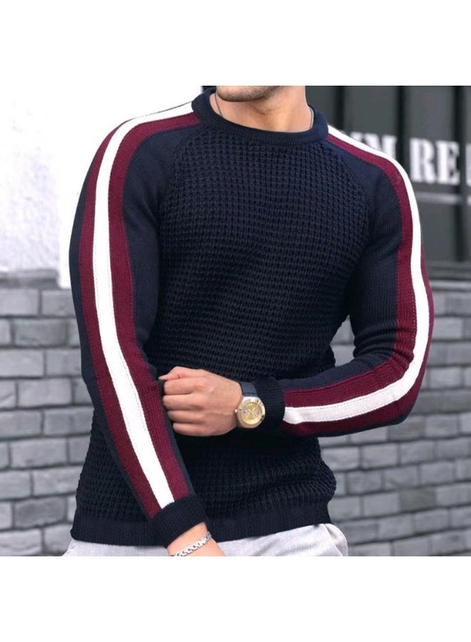 NIBEMINENT Fashionable Mens Casual Knitted Sweater Long Sleeved Round Neck Mens Sweater Knitted Pullover Men's Clothing - Image 1