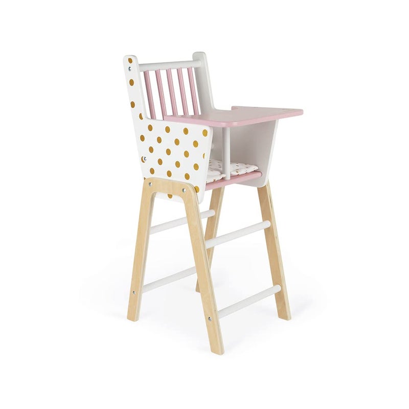 Janod Candy Chic Highchair â€“ Wooden Baby Doll Chair - Ages 3+ - J05888 - Image 1