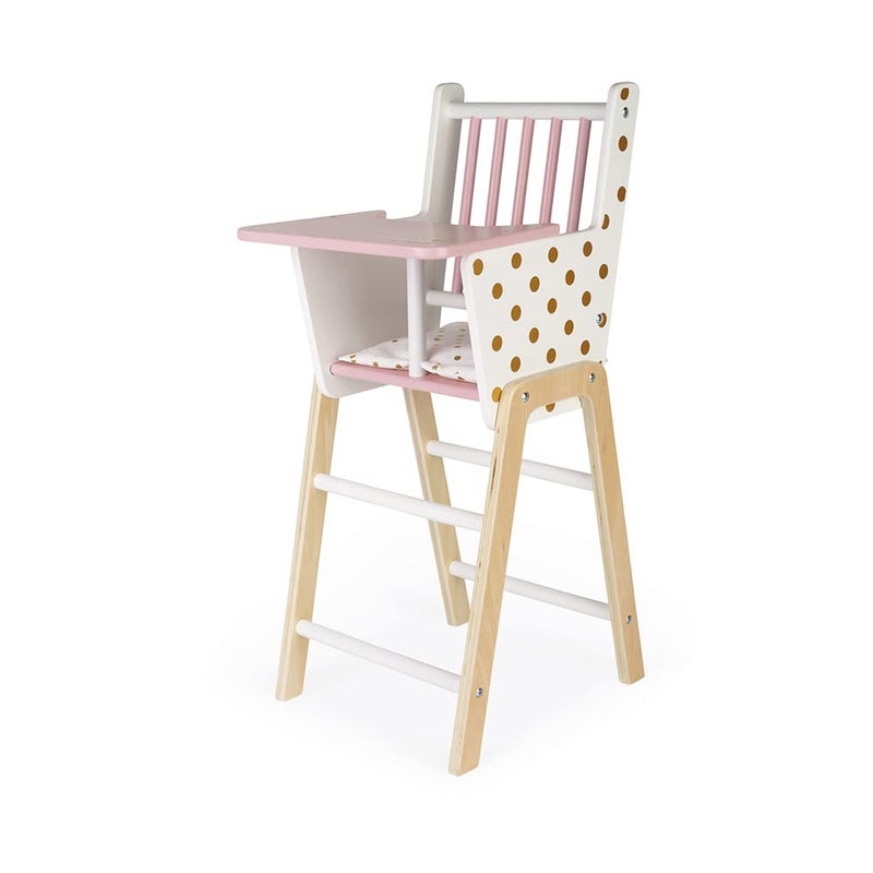 Janod Candy Chic Highchair â€“ Wooden Baby Doll Chair - Ages 3+ - J05888 - Image 2