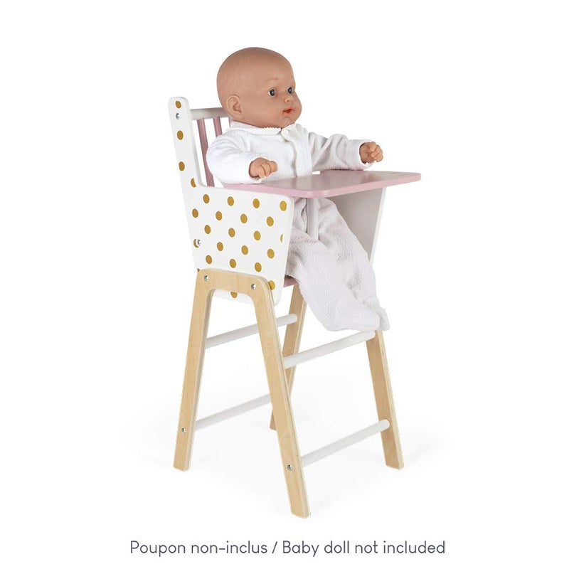 Janod Candy Chic Highchair â€“ Wooden Baby Doll Chair - Ages 3+ - J05888 - Image 4