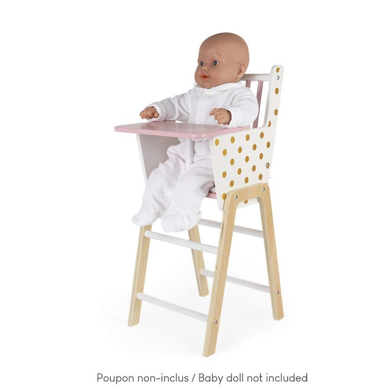 Janod Candy Chic Highchair â€“ Wooden Baby Doll Chair - Ages 3+ - J05888 - Image 5