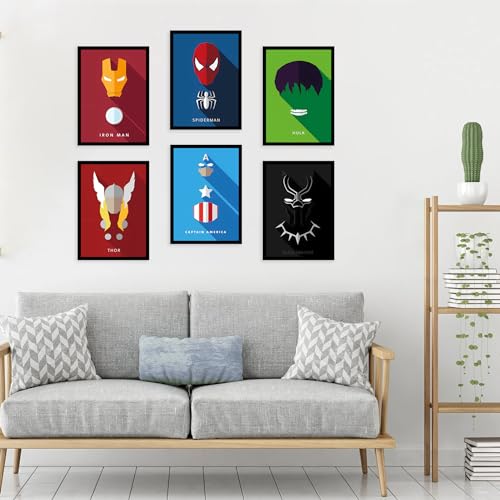 CodersParadise Wood Superhero Avatar Wall Poster Frames - Pack Of 6 | 8 X 12Cm (A4 Size) | Framed Posters For Living Room, Bedroom, Home And Office - Image 4