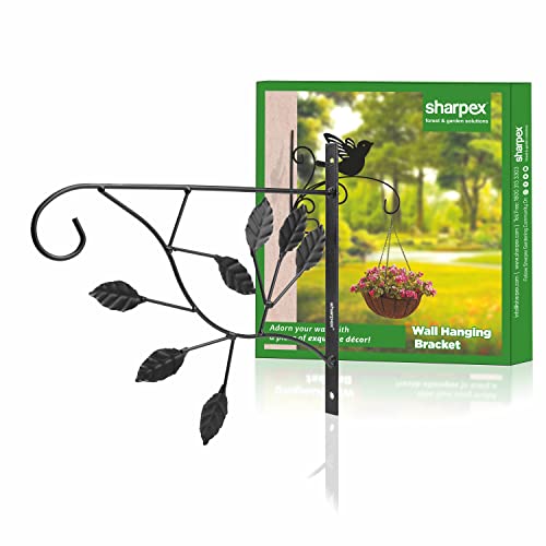 Sharpex Wall Mounted Metal Bracket | Decorative Wall Hook Plant Hanger for Hanging Pots, Bird Feeders, Flower Baskets, Planters, Lanterns, Lamps, and Wind Chimes for Indoor/Outdoor Use (Black, 2 Pc) - Image 5