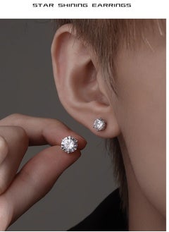 Generic 4PCS Stainless Steel Zircon Stud Earrings Set (5mm, 6mm, 7mm, 8mm), Classic Six-Prong Titanium Steel, Hypoallergenic, Unisex Minimalist Jewelry, Durable & Non-Fading  - Image 2