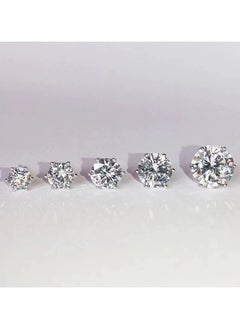 Generic 4PCS Stainless Steel Zircon Stud Earrings Set (5mm, 6mm, 7mm, 8mm), Classic Six-Prong Titanium Steel, Hypoallergenic, Unisex Minimalist Jewelry, Durable & Non-Fading  - Image 4