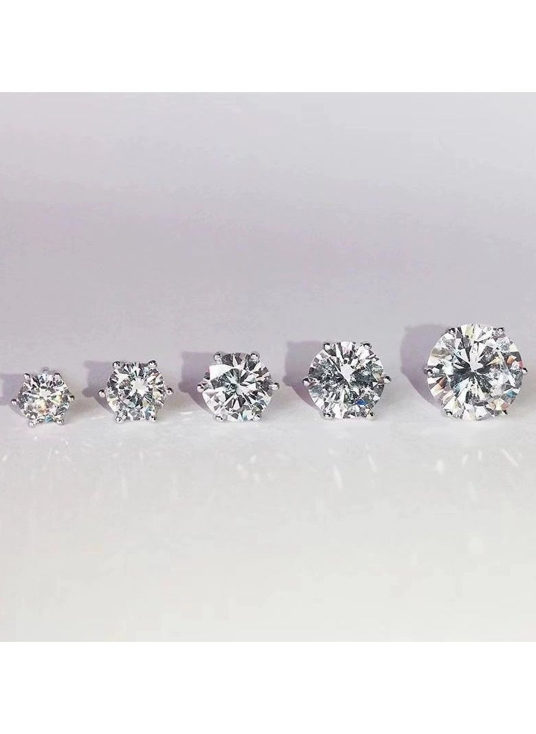 Generic 4PCS Stainless Steel Zircon Stud Earrings Set (5mm, 6mm, 7mm, 8mm), Classic Six-Prong Titanium Steel, Hypoallergenic, Unisex Minimalist Jewelry, Durable & Non-Fading  - Image 4