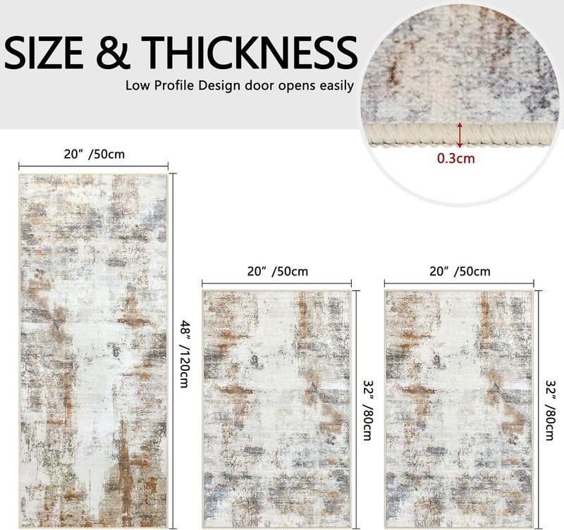 Calyrex Kitchen Rugs 3 Pcs Rubber Kitchen Mats for Floor Waterproof Kitchen Rugs and Mats Non Skid Washable Farmhouse Floral Kitchen Floor Mat for Laundry - Image 2