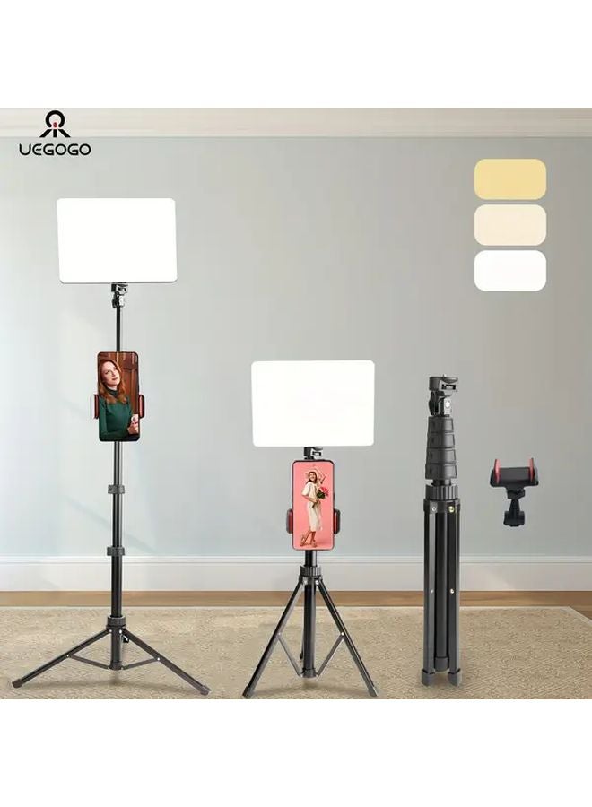 Black LED Video Light With Tripod Stand Dimmable USB Studio Lighting For Streaming - Image 1